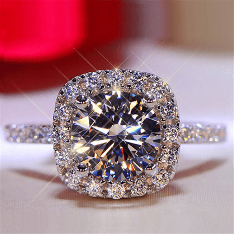 Square Synthetic Diamond Ring