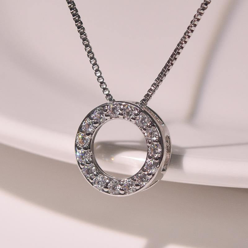 Stainless Steel Necklace With Zirgon Gemstones