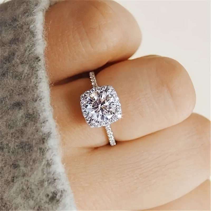 Square Synthetic Diamond Ring