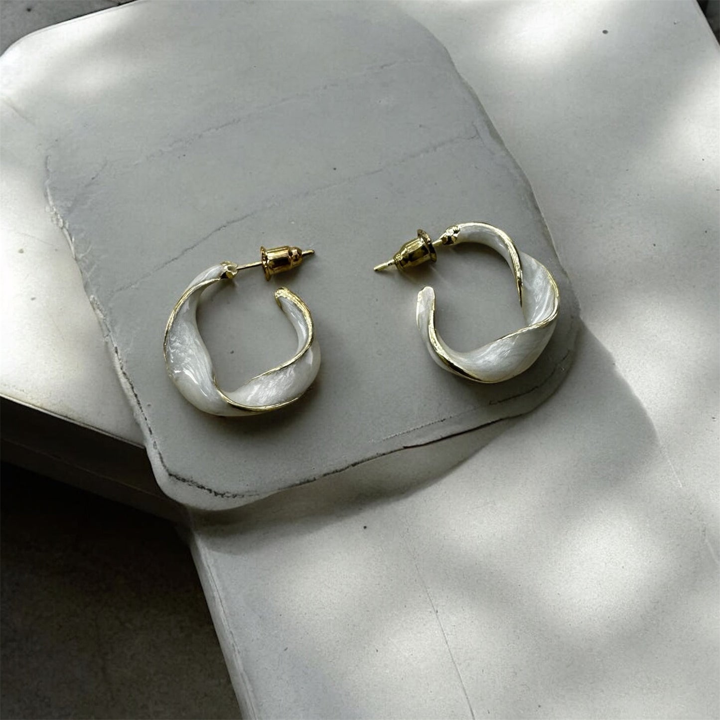 Steel White Earrings