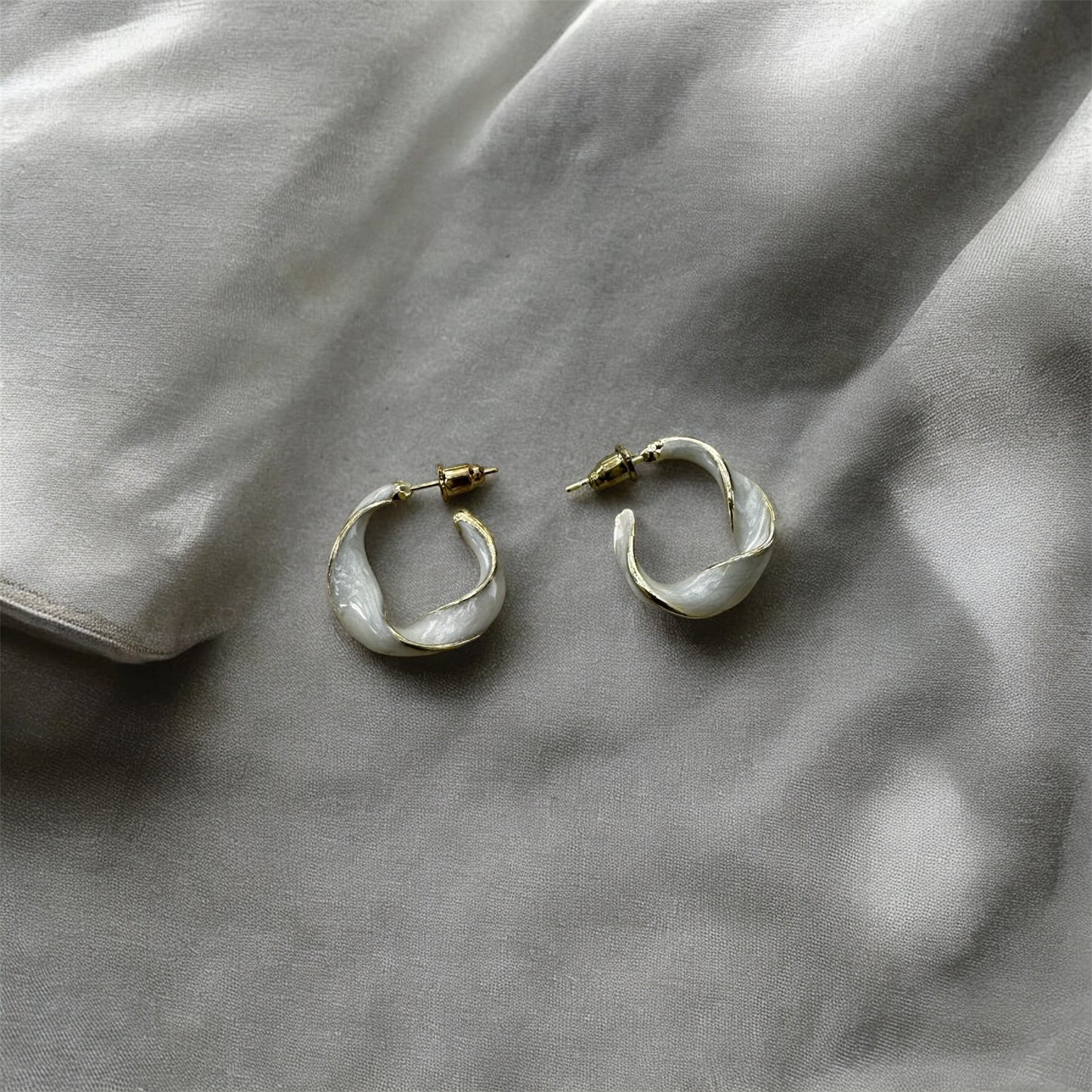 Steel White Earrings